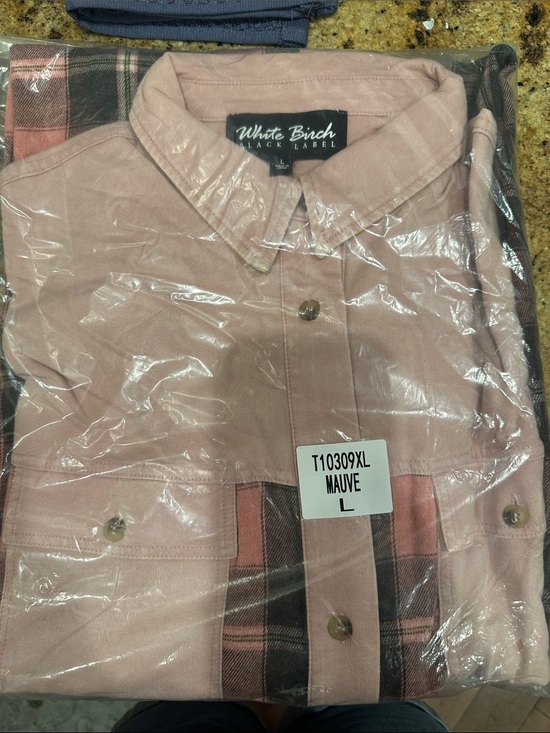white birch Tops - white birch mauve button-up shirt with plaid accents